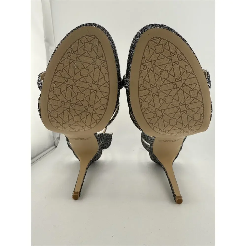 Jewel Badgley Mischka Womens Arianna Platform Stiletto Sandals‎ Sz 8 Gray NWOB